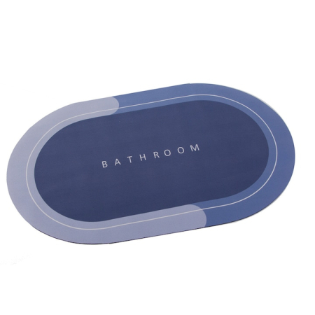 Covorase baie - Covoras de baie antiderapant VarioShop®, uscare rapida, usor de curatat, confortabil, oval, dimensiune, 58 x 38 cm, Albastru