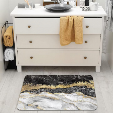 Covoras de baie VarioShop®, design elegant, multifunctional, anti-derapant, lavabil, curatare usoara, model marmura, dimensiune 80 x 50 cm [4]