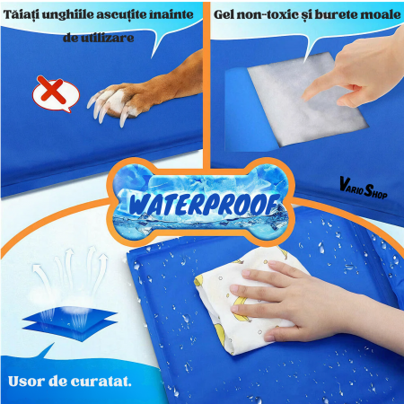 Covoras de Racire pentru Animale de Companie, VarioShop®, pentru Podea, Canapea, Masina, Impermeabil, Non-toxic, Rezistent la Uzura, 65 x 50cm, Albastru marin [13]