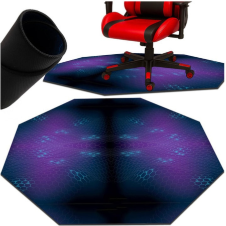 Produse ergonomice - Covoras Gaming pentru Scaun VarioShop®, Octogonal 120x120 cm, Antiderapant, Impermeabil, Gros 4 mm, Lavabil la Masina, Negru 