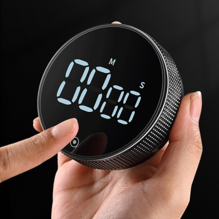 Electrocasnice mici bucatarie - Cronometru digital cu LED si magnet VarioShop®, display LCD, functie de cronometrare, alimentare cu baterii AAA, 7.7 × 7.7 × 2.6 cm, Negru