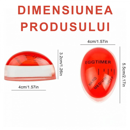 Cronometru pentru oua VarioShop®, cu indicator al duritatii de gatire, rezistent la temperatura, 5.5 x 4 cm, Rosu [12]
