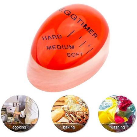 Cronometru pentru oua VarioShop®, cu indicator al duritatii de gatire, rezistent la temperatura, 5.5 x 4 cm, Rosu [8]