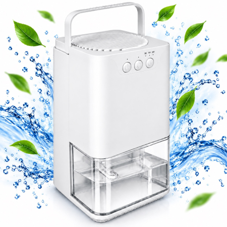 Dezumidificatoare - Dezumidificator de aer VarioShop®, pentru încăperi mici, rezervor 1400 ml, reduce umiditatea, 36W, 14,5 x 14,5 x 27,5 cm, alb
