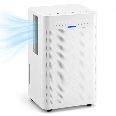Dezumidificatoare - Dezumidificator VarioShop®, 12 l/zi, Wi-Fi, control prin aplicatie, incaperi pana la 25 m², umidistat, rezervor detasabil 2 l, 38 dB, portabil, functie uscare rufe, blocare pentru copii