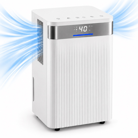Dezumidificatoare - Dezumidificator VarioShop® cu Wi-Fi, control prin aplicatie, capacitate 12 l/zi, pentru camere pana la 25 m², rezervor 2 l, drenaj continuu cu furtun, silentios 38 dB, mod uscare rufe, 25 x 22 x 44.5
