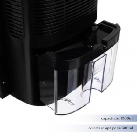 Dezumidificator VarioShop®, Functie Purificare, Higrometru si Termometru, Silentios, Rezistent la Temperaturi Scazute, Acoperire 30 mp, Rezervor 1500 ml, 65 W, 36 x 24 x 13 cm, Negru [2]