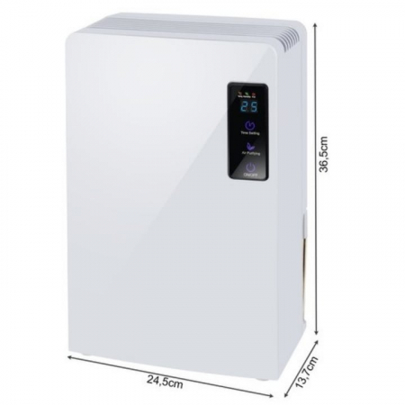 Dezumidificator VarioShop®, Functie Purificare, Higrometru si Termometru, Silentios, Rezistent la Temperaturi Scazute, Acoperire 30 mp, Rezervor 1800 ml, Furtun de Drenaj, 90 W, 36 x 24 x 13 cm, Alb [1]