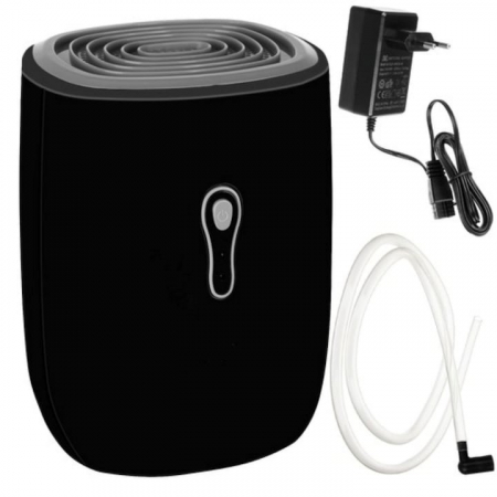 Dezumidificatoare - Dezumidificator VarioShop®, silentios, consum redus de energie, furtun pentru scurgerea apei, tehnologia Peltier, 300 ml /zi, capacitate rezervor 800 ml, 22.5 W, 22.5 x 16 x 14 cm, Negru