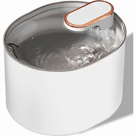 Castroane si adapatori animale - Dispenser automat de apa VarioShop®, tip fantana pentru pisici si caini, cu purificare si filtrare prin carbune activ, ultra-silentios, led luminos, 3L, adaptor priza, Alb