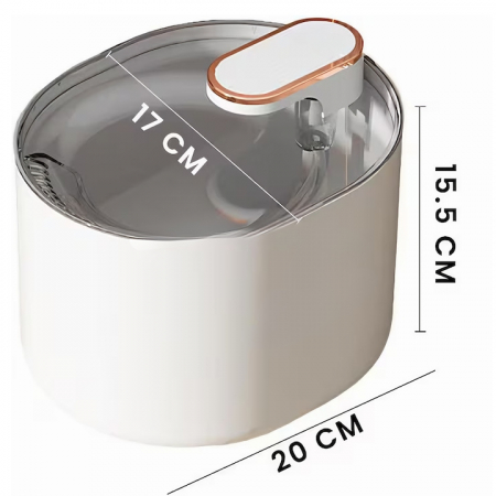 Dispenser automat de apa VarioShop®, tip fantana pentru pisici si caini, cu purificare si filtrare prin carbune activ, ultra-silentios, led luminos, 3L, adaptor priza, Alb [2]