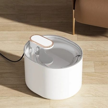 Dispenser automat de apa VarioShop®, tip fantana pentru pisici si caini, cu purificare si filtrare prin carbune activ, ultra-silentios, led luminos, 3L, adaptor priza, Alb [20]
