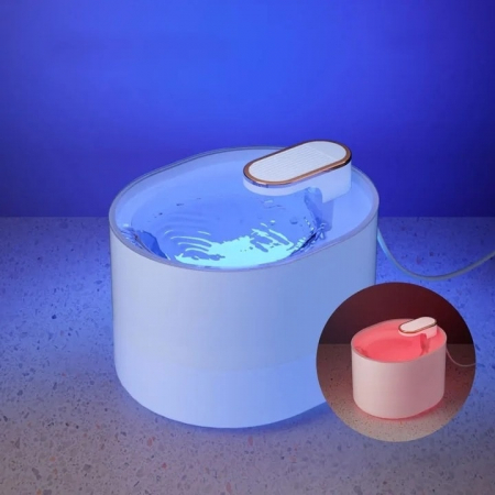 Dispenser automat de apa VarioShop®, tip fantana pentru pisici si caini, cu purificare si filtrare prin carbune activ, ultra-silentios, led luminos, 3L, adaptor priza, Alb [21]