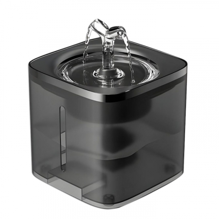 Petshop - Dispenser automat de apa VarioShop®, tip fantana pentru pisici si caini, cu purificare si filtrare, ultra-silentios, curatare rapida, 2L, autonomie pana la 5 zile, adaptor priza, Gri inchis