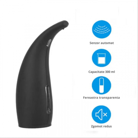 Dozator automat cu senzor pentru sapun lichid VarioShop®, rezistent la apa IPX7, capacitate 300 ml, dimensiuni, 22 x 14 x 7 cm, Negru [18]