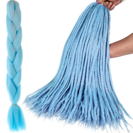 Accesorii par - Extensie par sintetic VarioShop® pentru impletituri, fibra sintetica, rezistente la temperaturi ridicate, 60 cm, albastru