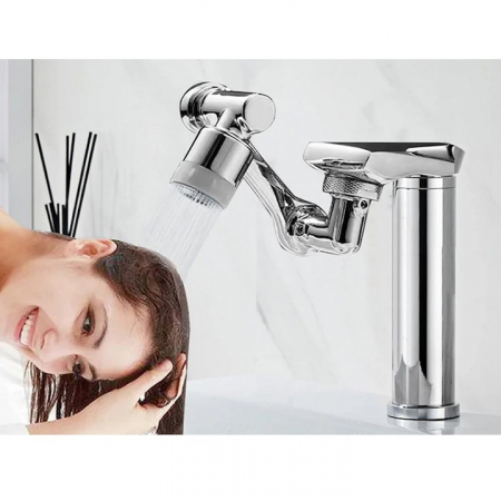 Extensie rotativa pentru robinet VarioShop®, prelungitor pentru baterie chiuveta, pivotant in orice directie, economizor apa, metal, Argintiu [11]