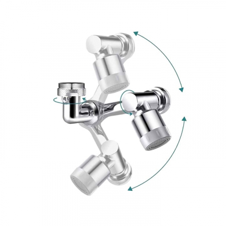 Extensie rotativa pentru robinet VarioShop®, prelungitor pentru baterie chiuveta, pivotant in orice directie, economizor apa, metal, Argintiu [16]