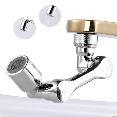Extensie rotativa pentru robinet VarioShop®, prelungitor pentru baterie chiuveta, pivotant in orice directie, economizor apa, metal, Argintiu [19]