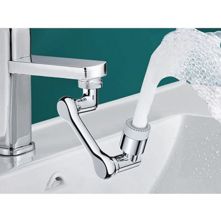 Extensie rotativa pentru robinet VarioShop®, prelungitor pentru baterie chiuveta, pivotant in orice directie, economizor apa, metal, Argintiu [8]