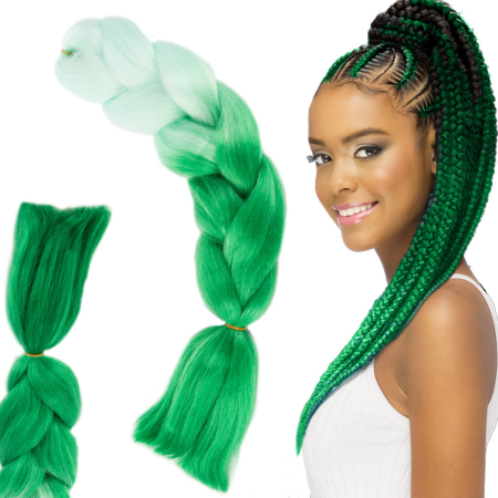 Perii de par electrice - Extensii de păr sintetic pentru împletituri VarioShop®, verde ombre, lungime 60 cm