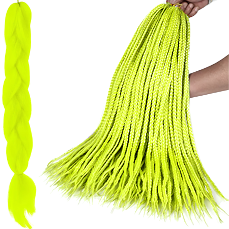 Accesorii par - Extensii par sintetic pentru impletituri VarioShop®, fibra rezistenta la temperaturi ridicate si UV, 60 cm, verde neon