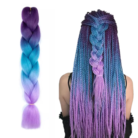 Perii de par electrice - Extensii par sintetic pentru impletituri VarioShop®, ombre albastru mov, 60 cm