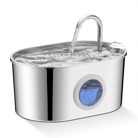 Castroane si adapatori animale - Fantana automata pentru animale VarioShop®, 2.2L, otel inoxidabil 304, sistem filtrare multipla, pompa silentioasa, pentru pisici si caini de talie mica, argintiu