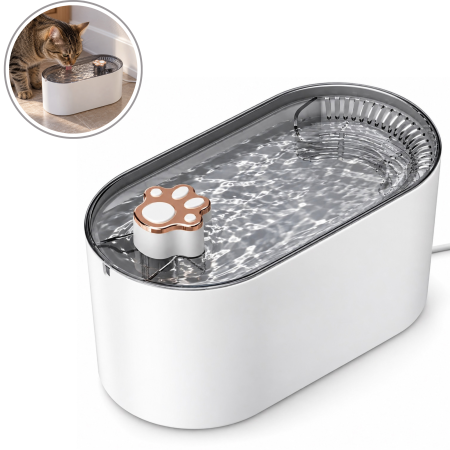 Castroane si adapatori animale - Fantana automata VarioShop, pentru animale de companie, cu purificare, filtrare si carbon activ, pompa silentioasa, alimentare USB, 1 filtru inclus, 3L, alb
