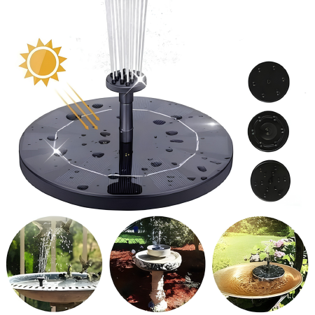 Lampi solare si Ghirlande - Fantana solara plutitoare VarioShop®, pentru iaz si decorarea apei, fara cabluri, debit 160 L/ora, panou 16 cm, negru