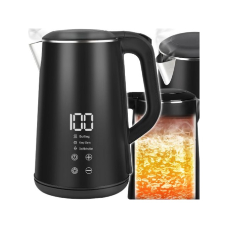 Electrocasnice mici bucatarie - Fierbător Electric VarioShop, 1500W, 1.6L, Negru Mat, Panou Tactil, Funcție Mentinere Temperatură