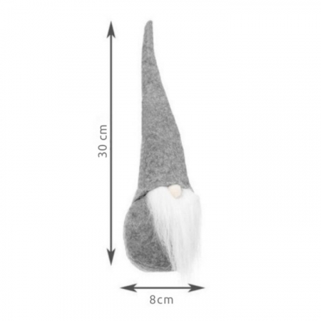 Figurina decorativa gnom de Craciun VarioShop®, decoratiune unica, ideal pentru cadou, material textil, 30 x 8 cm, Gri [10]