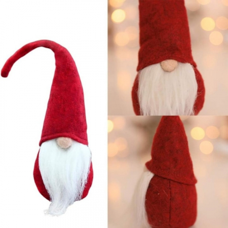 Figurina decorativa gnom de Craciun VarioShop®, decoratiune unica, ideal pentru cadou, material textil, 30 x 8 cm, Rosu [11]