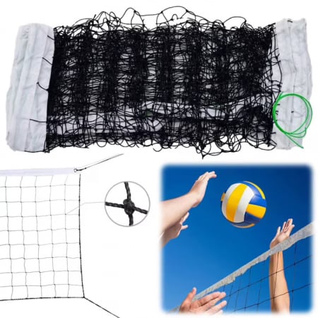 Fileu VarioShop® pentru volei, badminton si tenis, Plasa rezistenta, Cadru durabil, Geanta de transport cu fermoar si maner inclusa, Dimensiune 9.5 x 1 m, Negru [4]