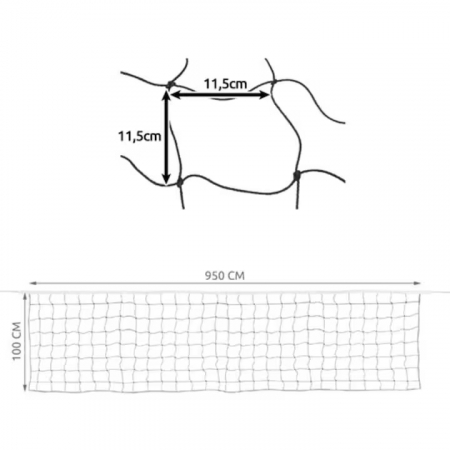 Fileu VarioShop® pentru volei, badminton si tenis, Plasa rezistenta, Cadru durabil, Geanta de transport cu fermoar si maner inclusa, Dimensiune 9.5 x 1 m, Negru [13]