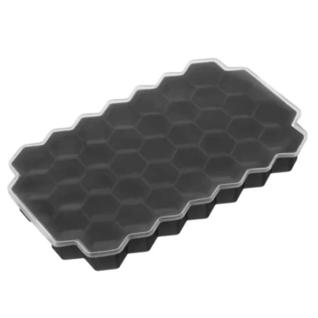 Forme de gheata, inghetata si frapiere - Forma pentru cuburi de gheata cu capac VarioShop®, pentru bauturi racoritoare, silicon alimentar, non-toxic, Negru