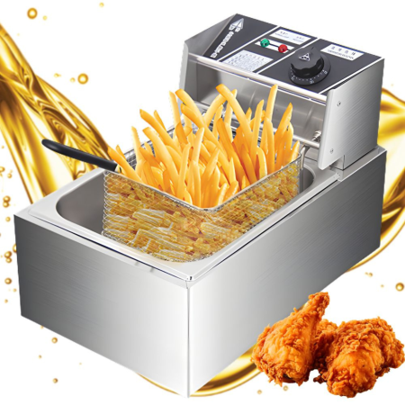 Electrocasnice mici bucatarie - Friteuza electrica VarioShop® 6L, 2500W, termostat reglabil 60-200°C, cos detasabil, antiaderenta, inox, argintiu, 42x28x28 cm
