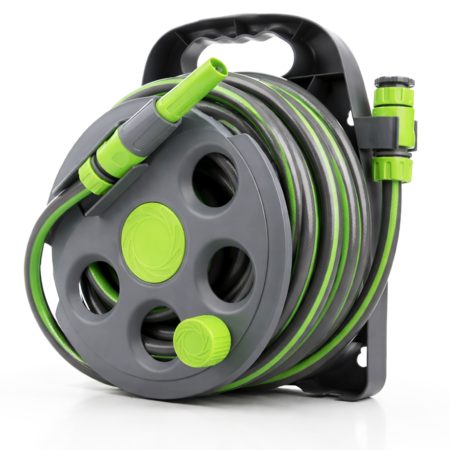 Aeratoare, Cultivatoare - Furtun de gradina VarioShop®, 15 m, 1/2", 4 straturi, cu suport de perete, duza reglabila si conectori rapizi, rezistent UV
