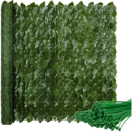Umbrele si pavilioane gradina - Gard viu artificial VarioShop®, pentru balcon si gradina, 6 panouri 50x50 cm, 100 cleme, 300x50 cm, montare usoara, verde
