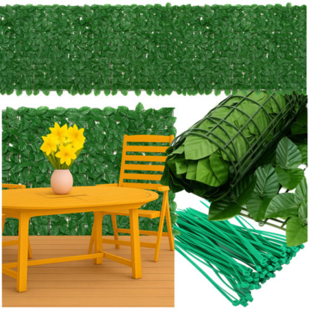 Umbrele si pavilioane gradina - Gard viu artificial VarioShop®, pentru balcon si gradina, montare usoara, material rezistent, 10 panouri 50x50 cm, 5 m, verde