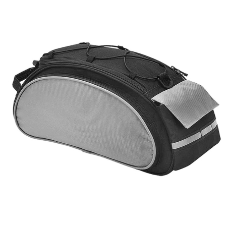Ciclism - Geantă bicicletă VarioShop®, 13 L, impermeabilă, 5 compartimente, pentru portbagaj, curea de umăr, benzi reflectorizante, negru/gri