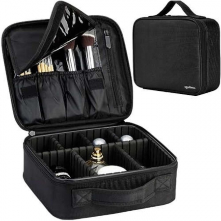 Geanta cosmetica profesionala VarioShop®, ideala pentru calatorii, vacante sau deplasari, utilizare universala, variante de compartimentare la alegere, impermeabila, 26 x 9 x 22 cm, neagra [18]