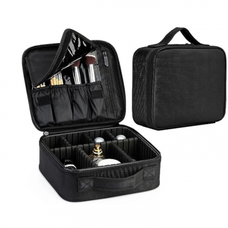 Geanta cosmetica profesionala VarioShop®, ideala pentru calatorii, vacante sau deplasari, utilizare universala, variante de compartimentare la alegere, impermeabila, 26 x 9 x 22 cm, neagra [33]