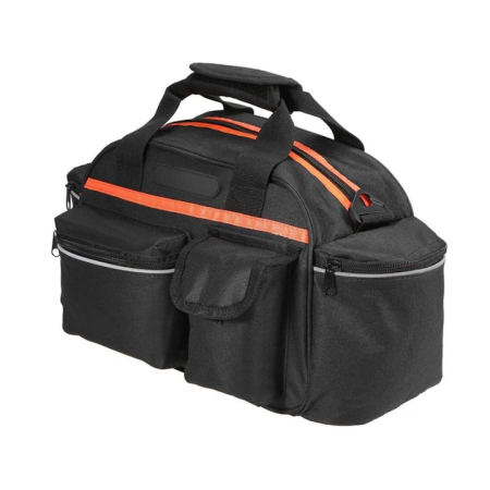 Sport & Travel - Geanta de portbagaj pentru bicicleta VarioShop®, spatioasa, impermeabila, cu compartimente multiple, montare pe portbagaj, curea de umar si elemente reflectorizante, 15 L, 40 x 21.5 x 18 cm, Negru