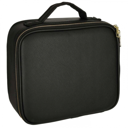 Geanta de Voiaj pentru Cosmetice VarioShop®, cu Oglinda pentru Make-up Iluminata cu Tehnologie LED, Husa pentru Pensule de Machiaj, Compartimente Reglabile, Dimensiuni 26 x 23 x 11 cm, Negru [14]