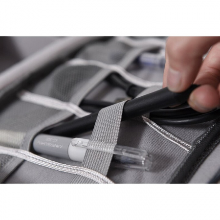 Geanta organizatoare VarioShop®, pentru cabluri si accesorii laptop/telefon/aparat foto, separatoare reglabile, inchidere cu fermoar, pentru calatorii, impermeabila, 25 x 10 x 18.5 cm, Gri [21]