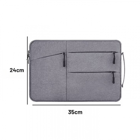 Geanta pentru laptop VarioShop®, 13.3 inch, rezistenta la apa, 4 buzunare, compatibila cu Apple MacBook Air, MacBook Pro Touch Bar, Dell, Asus, 35 x 24 x 2.5 cm, Gri [6]