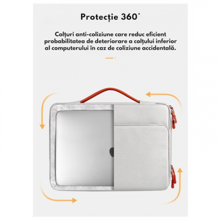 Geanta Universala 13 inch VarioShop®, pentru Laptop, Sistem Prindere Valiza, Design Elegant, Rezistenta la Apa, Compatibila laptop Apple MacBook, Asus, Acer, Dell, Huawei, Dimensiune 37cm x 28cm, Gri [1]