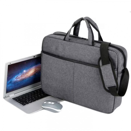 Geanta Universala VarioShop®, pentru Laptop 15.6 inch, Rezistenta la Apa, Curea Detasabila, Design Clasic si Elegant, Compatibila laptop Apple, Asus, Acer, Dell, Huawei, 41 x 32 cm, Gri [2]
