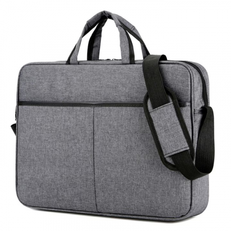 Husa / geanta laptop - Geanta Universala VarioShop®, pentru Laptop 15.6 inch, Rezistenta la Apa, Curea Detasabila, Design Clasic si Elegant, Compatibila laptop Apple, Asus, Acer, Dell, Huawei, 41 x 32 cm, Gri